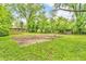 Spacious backyard with green grass and mature trees, showcasing a blend of nature and potential at 10346 Wilson Rd, Brownsburg, IN 46112
