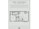 Detailed floor plan showcasing layout of living, dining, kitchen, bath, and walk-in closet at 12860 University Cres # 1B, Carmel, IN 46032