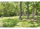 Backyard featuring mature trees, lawn, and playground equipment, offering endless hours of fun at 12920 N Oakhaven Dr, Camby, IN 46113