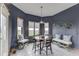 Charming dining room featuring a round table, blue walls, and bright natural light at 1344 S Fox Paw Dr, New Palestine, IN 46163