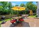 Relax in the backyard oasis, featuring a patio with comfortable seating, dining set, grill, and fun playset at 17841 Grassy Knoll Dr, Westfield, IN 46074