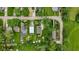 Bird's-eye view of homes with lush lawns and tree coverage in a friendly neighborhood at 2414 N Blaine St, Muncie, IN 47303