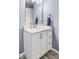 Bathroom featuring a white vanity, gray walls, and modern fixtures at 2414 N Blaine St, Muncie, IN 47303