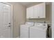 Laundry room with washer, dryer, and storage cabinets at 2422 Oak Dr, Clayton, IN 46118