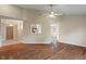 Open-concept living area featuring hardwood floors and view to the kitchen at 2422 Oak Dr, Clayton, IN 46118