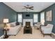 Cozy living room with fireplace, neutral furniture, and bright natural light at 3602 N Colorado Ave, Indianapolis, IN 46218