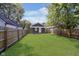 View of the spacious fenced-in backyard with a shed at 4325 Norwaldo Ave, Indianapolis, IN 46205