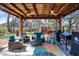 Backyard patio with cozy seating and an outdoor kitchen at 545 Walnut Woods Dr, Greenwood, IN 46142