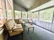 This screened porch features comfortable seating and a beautiful view of the backyard at 6366 Stratford N Dr, Fishers, IN 46038
