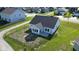 An aerial view of the backyard with a fence at 637 N Quartz Ln, Fortville, IN 46040