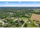 Wide aerial shot showing a vibrant suburban community with mature trees and cozy homes near expansive green spaces at 7426 N Carroll Rd, Indianapolis, IN 46236