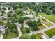 Aerial view of a home with a spacious yard, mature trees, and a quiet neighborhood at 7426 N Carroll Rd, Indianapolis, IN 46236