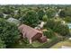 Overhead view of landscaped backyard with gazebo, shed, deck, and mature trees at 7426 N Carroll Rd, Indianapolis, IN 46236