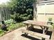 Backyard features a patio area with a picnic table, offering a cozy outdoor retreat at 7443 Country Brook Dr, Indianapolis, IN 46260