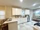 Well-lit kitchen boasts white cabinets, stainless steel dishwasher, and a cozy breakfast bar at 920 E Tabor St, Indianapolis, IN 46203