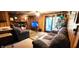 Inviting living room with wood paneling, brick fireplace, comfortable seating, and natural light at 1619 Crest Ct, Indianapolis, IN 46214