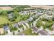 Picturesque aerial view of the residential neighborhood surrounded by lush greenery and farmland at 19534 Forsythe Dr, Noblesville, IN 46060