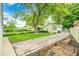 View of a home's backyard with grass, garden beds, and a shared driveway at 5148 Crittenden Ave, Indianapolis, IN 46205