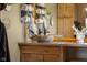 Close up of bathroom stone sink and cabinetry at 8981 N 325 E, Columbus, IN 47203