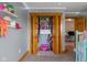 Open closet in a bedroom, complete with built-in shelving and storage at 8981 N 325 E, Columbus, IN 47203