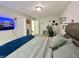 Bright bedroom featuring a study area, comfortable bed, and neutral color palette at 9133 Thames Dr, Avon, IN 46123