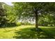 Spacious backyard offers mature shade trees, a hammock, and a relaxing swing, perfect for outdoor living at 11423 Atlantic Rd, Fortville, IN 46040
