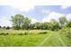 Expansive green field with a clear path, framed by mature trees and open sky at 11423 Atlantic Rd, Fortville, IN 46040