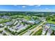 Aerial view of community clubhouse with ample parking, golf course, pool, tennis courts, and green surroundings at 1364 Chatham Hills Blvd, Westfield, IN 46074
