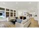 Open-concept living room with large windows, hardwood flooring, and seamless flow to the kitchen and dining area at 1364 Chatham Hills Blvd, Westfield, IN 46074