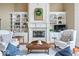 Inviting living room featuring a fireplace, built-in shelving, and hardwood floors at 14711 Macduff Dr, Noblesville, IN 46062