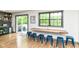 Kitchen bar counter featuring stylish seating by a large window in a bright room with hardwood floors at 1513 Alimingo Dr, Indianapolis, IN 46260
