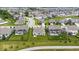This is an aerial view of a neatly organized suburban neighborhood with manicured lawns and tree-lined streets at 1539 Hazy Falls Blvd, Westfield, IN 46074