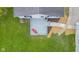 A direct overhead view showcases the home's inviting porch and the tidy landscaping at 425 Patterson Rd, Columbus, IN 47203