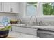 Updated kitchen sink and countertop with white cabinets at 425 Patterson Rd, Columbus, IN 47203