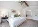Bright bedroom with vaulted ceiling, ceiling fan and neutral decor at 5073 St Charles Pl, Carmel, IN 46033