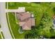 An aerial view showcases a home with a patio dining area and a well-maintained roof, surrounded by lush landscaping at 5251 Apache Moon, Carmel, IN 46033