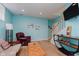 A basement living space area with a large leather chair at 5251 Apache Moon, Carmel, IN 46033