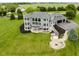 Beautifully landscaped backyard with stone firepit and patio at 5758 N 900 W, Thorntown, IN 46071