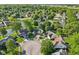 Neighborhood aerial view showcasing the community's layout, landscaping, and proximity to a serene pond at 7061 Woodgate Cir, Fishers, IN 46038