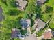 Aerial view of a residential neighborhood featuring well-maintained homes, green lawns, and mature trees at 7061 Woodgate Cir, Fishers, IN 46038