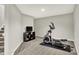Basement featuring an elliptical machine and a TV, with carpeted floors and neutral walls at 7319 Farlin Dr, Whitestown, IN 46075