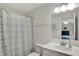 Bright bathroom with shower and tub combination featuring modern fixtures at 7319 Farlin Dr, Whitestown, IN 46075
