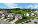 Aerial view of attractive homes in a residential neighborhood, highlighting the green lawns, driveways, and community atmosphere at 9717 Chuckwalla Pl, Fishers, IN 46040