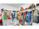 View of a walk-in closet with clothes and toys stored on shelving for organization at 9717 Chuckwalla Pl, Fishers, IN 46040