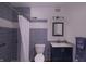 Updated bathroom with shower, stylish vanity, and modern fixtures at 11020 Florida Rd, Fortville, IN 46040