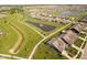 Overhead view of community featuring pond, green space, walking paths, and single-Gathering homes at 19581 Sumrall Pl, Westfield, IN 46074