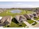 Community aerial view showcases lush landscaping, pond with fountains, and neighborhood layout at 19581 Sumrall Pl, Westfield, IN 46074
