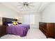 Spacious main bedroom with plush carpet, tray ceiling, and a large window for natural light at 19581 Sumrall Pl, Westfield, IN 46074
