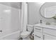 Full bathroom with shower-tub, white vanity with bronze fixtures and stylish finishes, providing a clean, modern look at 2223 Ryder Pl, Westfield, IN 46074