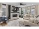 Living room features a modern fireplace, large windows, and comfortable seating at 2223 Ryder Pl, Westfield, IN 46074